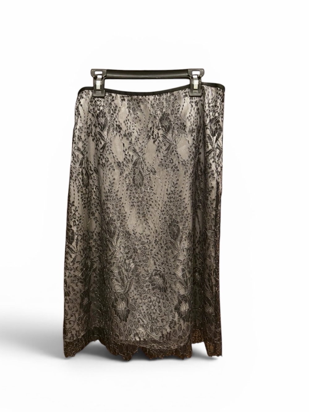 Ann Taylor Black and Silver Lace A-Line Skirt EUC. Perfect for holidays.